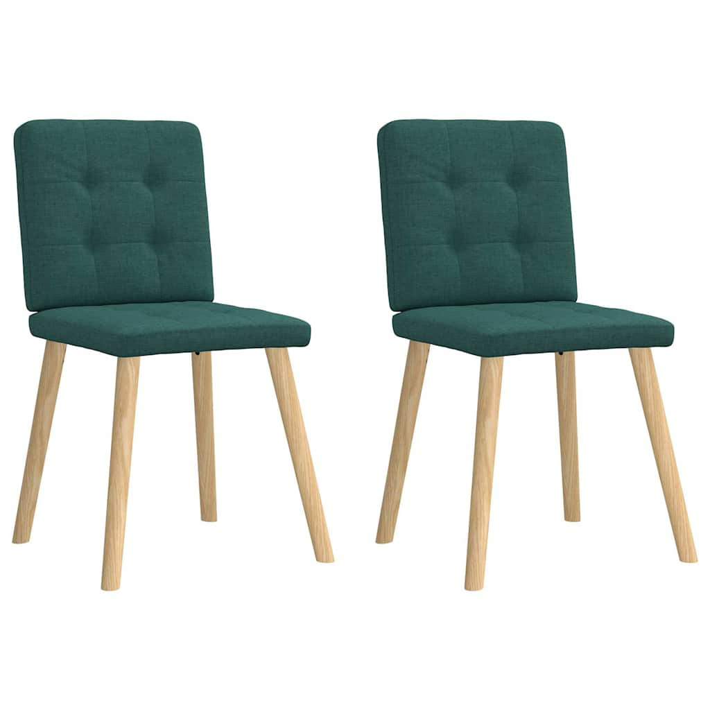 Cadeiras de jantar 2 pcs tecido verde-escuro