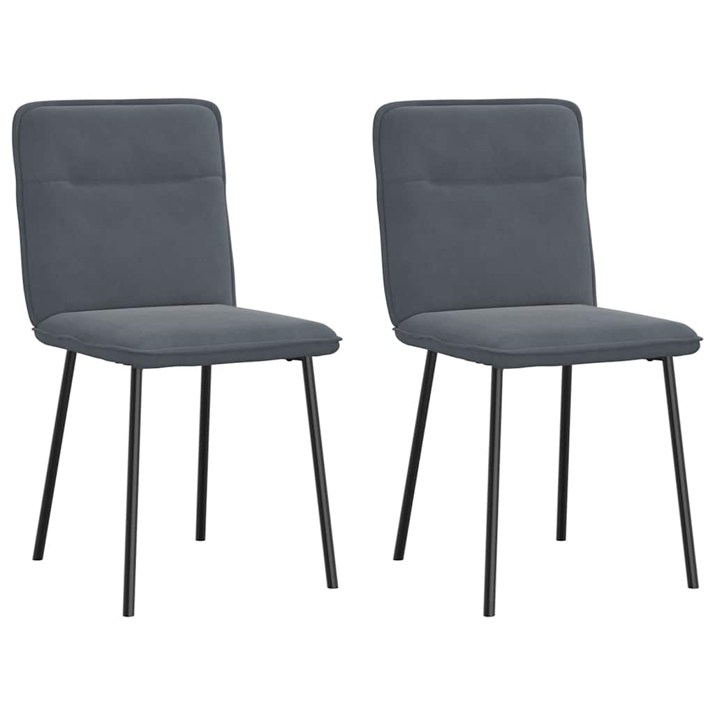 Cadeiras de jantar 2 pcs veludo cinzento-escuro