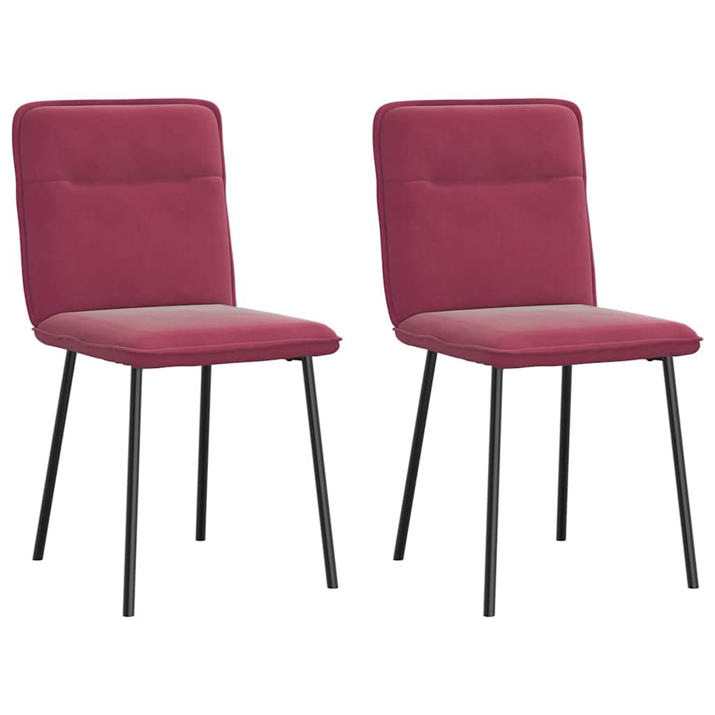 Cadeiras de jantar 2 pcs veludo vermelho tinto