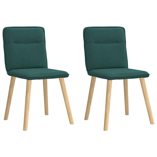 Cadeiras de jantar 2 pcs tecido verde-escuro