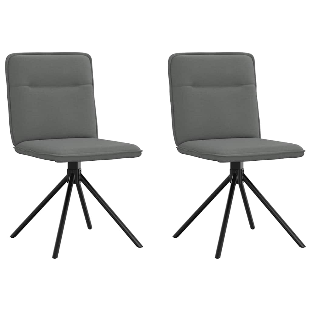 Cadeiras de jantar 2 pcs tecido cinzento-escuro