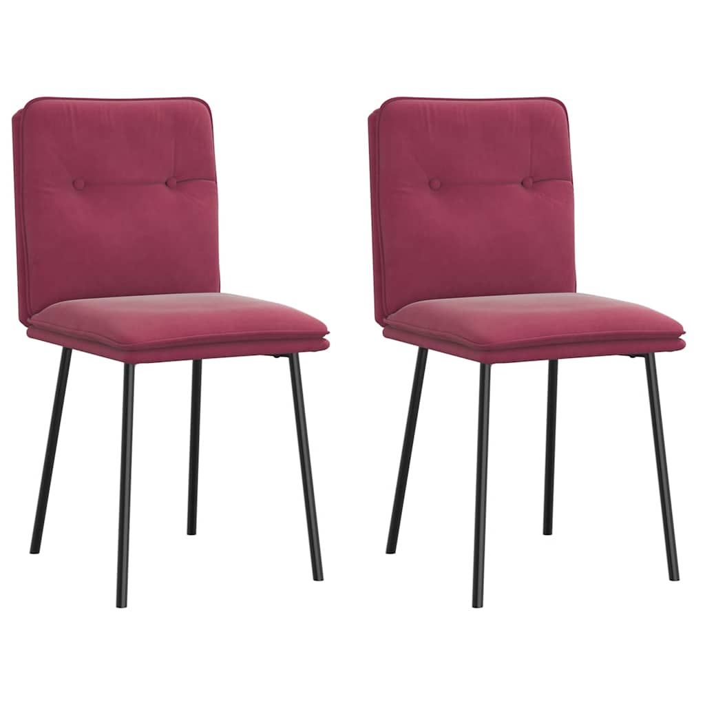 Cadeiras de jantar 2 pcs veludo vermelho tinto