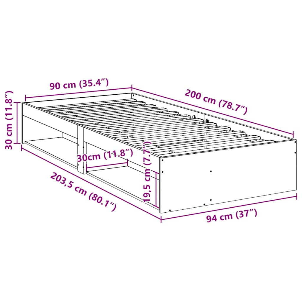 Sofá-cama sem colchão 90x200 cm pinho maciço castanho-mel