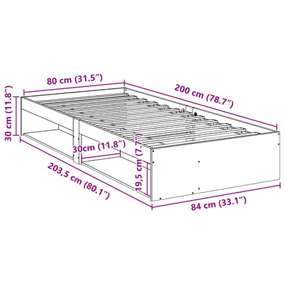 Sofá-cama sem colchão 80x200 cm madeira de pinho maciça branco