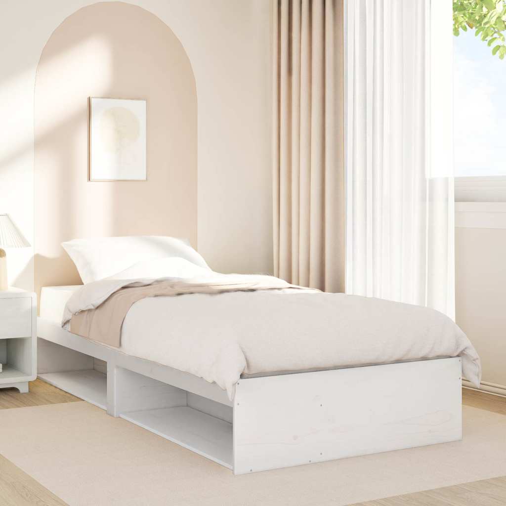 Sofá-cama sem colchão 90x190 cm madeira de pinho maciça branco