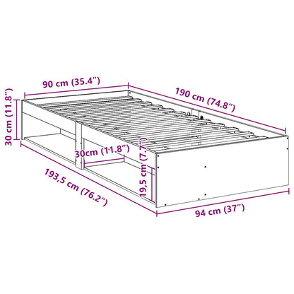 Sofá-cama sem colchão 90x190 cm madeira de pinho maciça branco