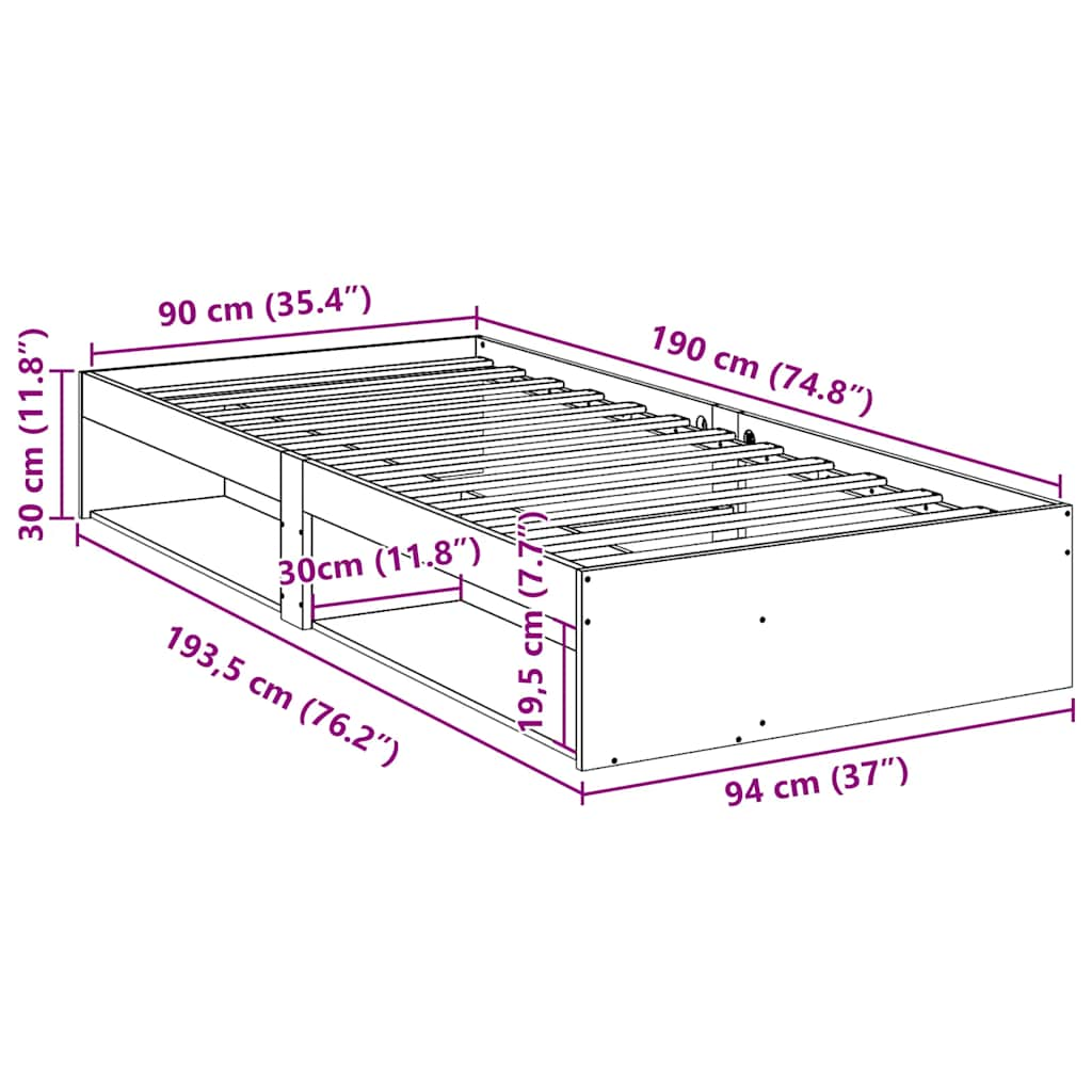 Sofá-cama sem colchão 90x190 cm pinho maciço castanho-mel