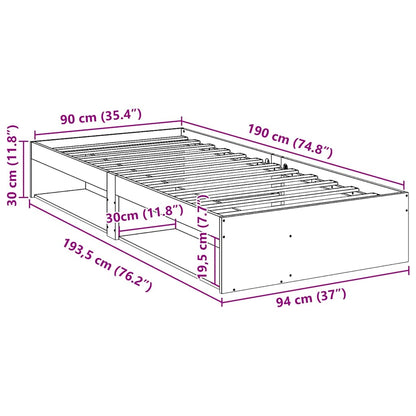 Sofá-cama sem colchão 90x190 cm pinho maciço castanho-mel