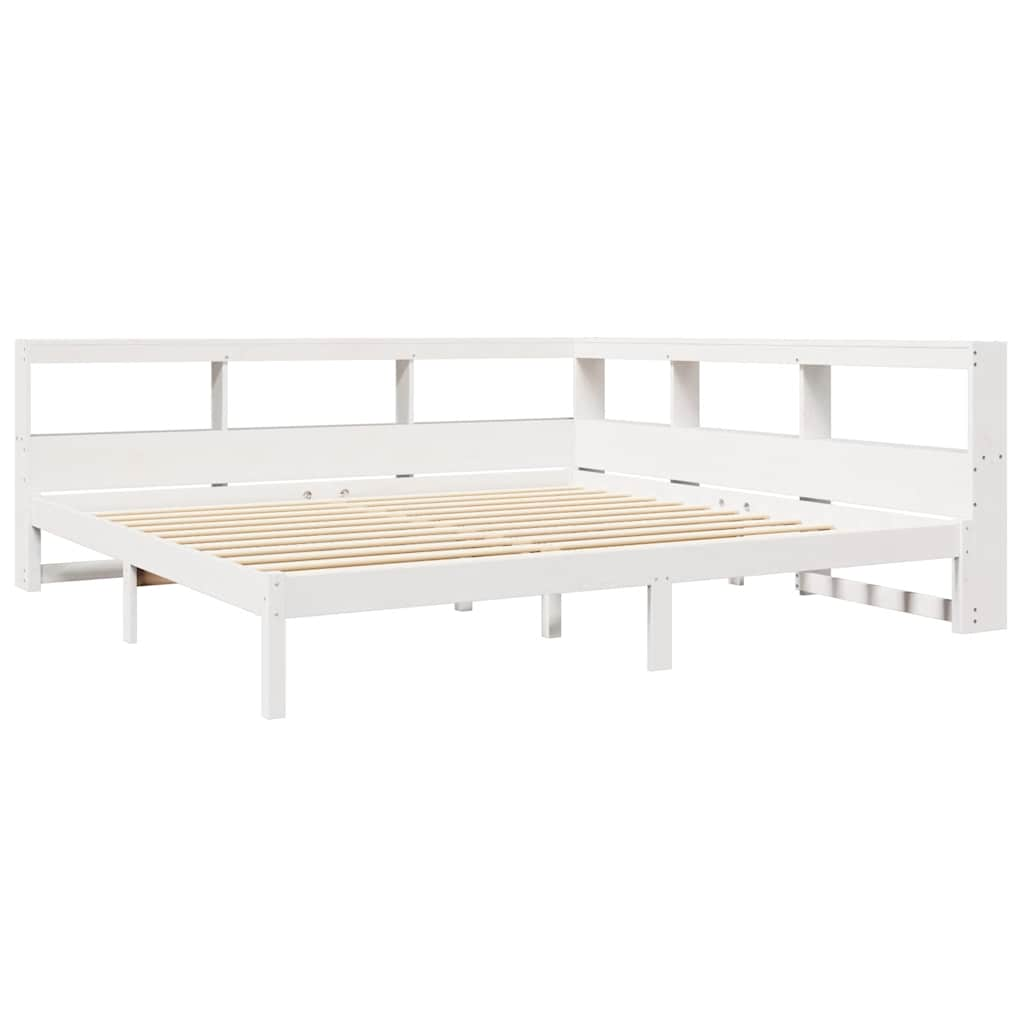 Cama com estante sem colchão 180x200 cm pinho maciço branco