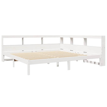 Cama com estante sem colchão 180x200 cm pinho maciço branco