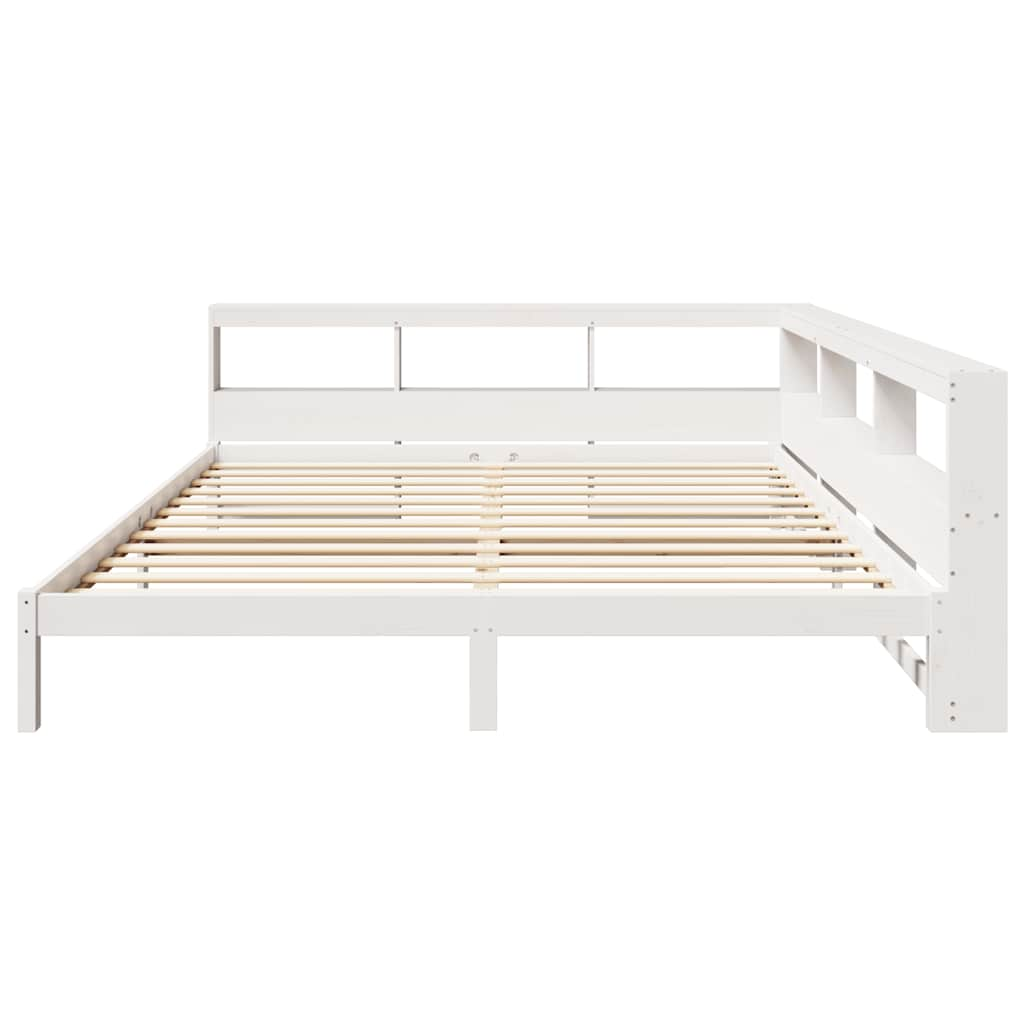 Cama com estante sem colchão 180x200 cm pinho maciço branco