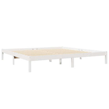 Cama com estante sem colchão 180x200 cm pinho maciço branco