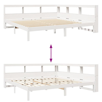 Cama com estante sem colchão 180x200 cm pinho maciço branco