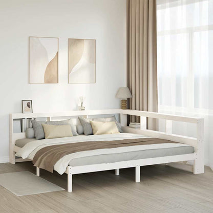 Cama com estante sem colchão 180x200 cm pinho maciço branco