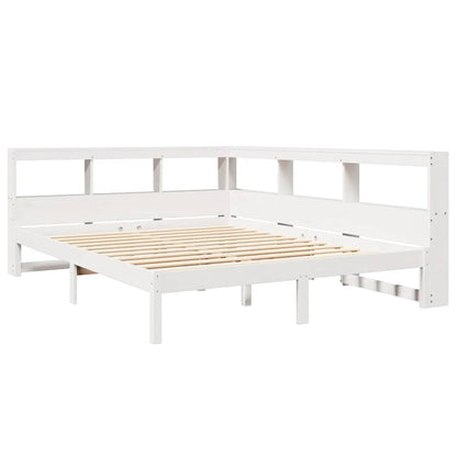 Cama com estante sem colchão 150x200 cm pinho maciço branco