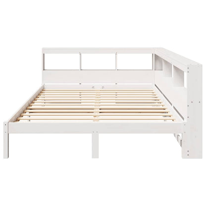 Cama com estante sem colchão 150x200 cm pinho maciço branco