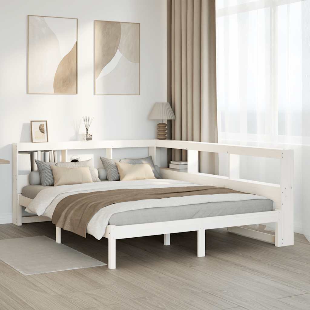 Cama com estante sem colchão 150x200 cm pinho maciço branco