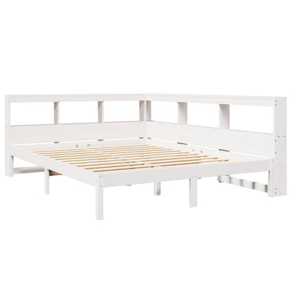 Cama com estante sem colchão 140x200 cm pinho maciço branco