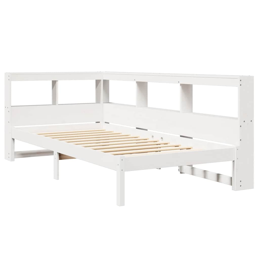 Cama com estante sem colchão 100x200 cm pinho maciço branco