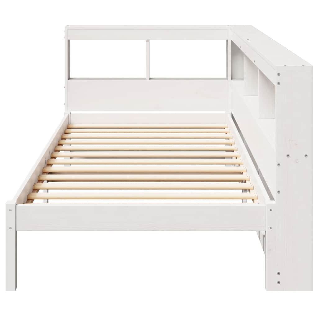 Cama com estante sem colchão 100x200 cm pinho maciço branco