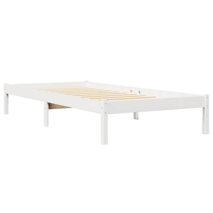 Cama com estante sem colchão 100x200 cm pinho maciço branco