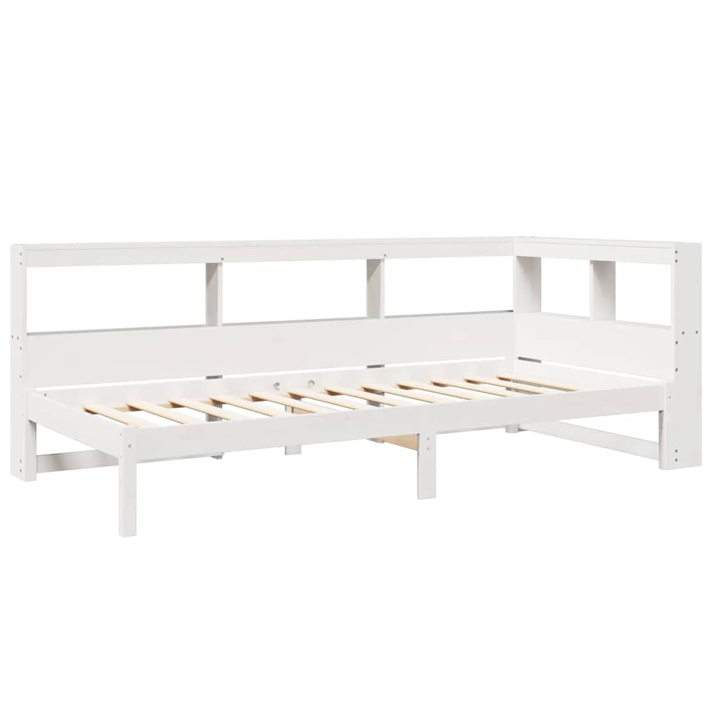 Cama com estante sem colchão 100x200 cm pinho maciço branco