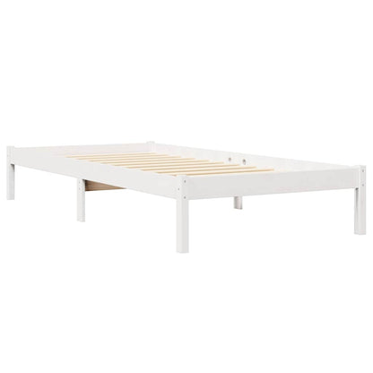 Cama com estante sem colchão 90x200 cm pinho maciço branco