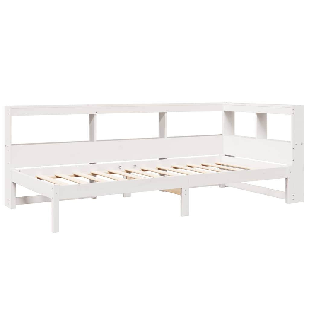 Cama com estante sem colchão 90x200 cm pinho maciço branco