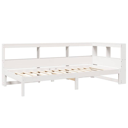 Cama com estante sem colchão 90x200 cm pinho maciço branco