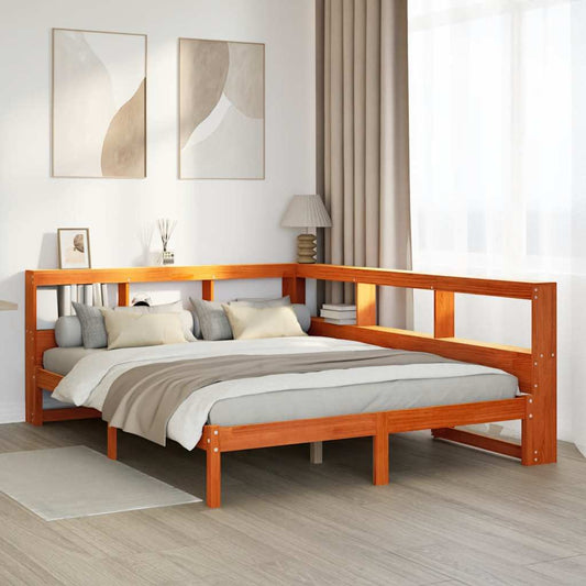 Cama com estante sem colchão 140x190 cm pinho maciço