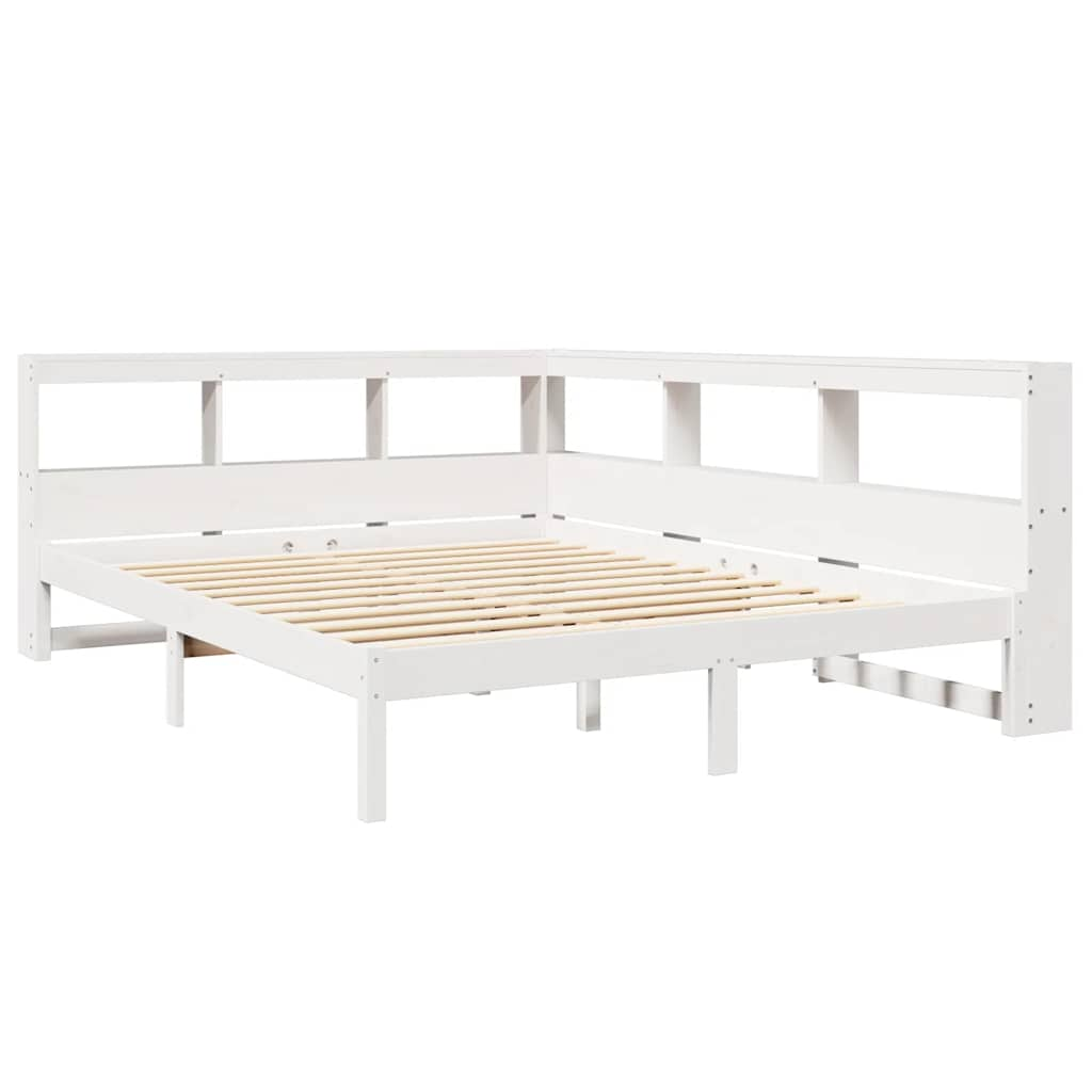 Cama com estante sem colchão 135x190 cm pinho maciço branco