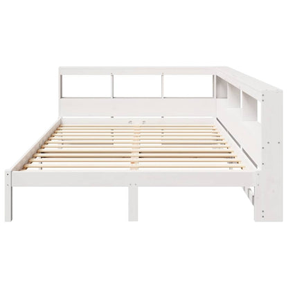 Cama com estante sem colchão 135x190 cm pinho maciço branco