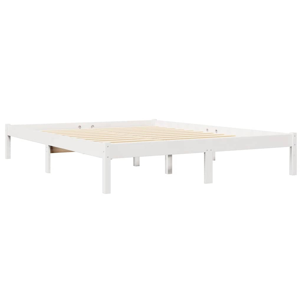 Cama com estante sem colchão 135x190 cm pinho maciço branco