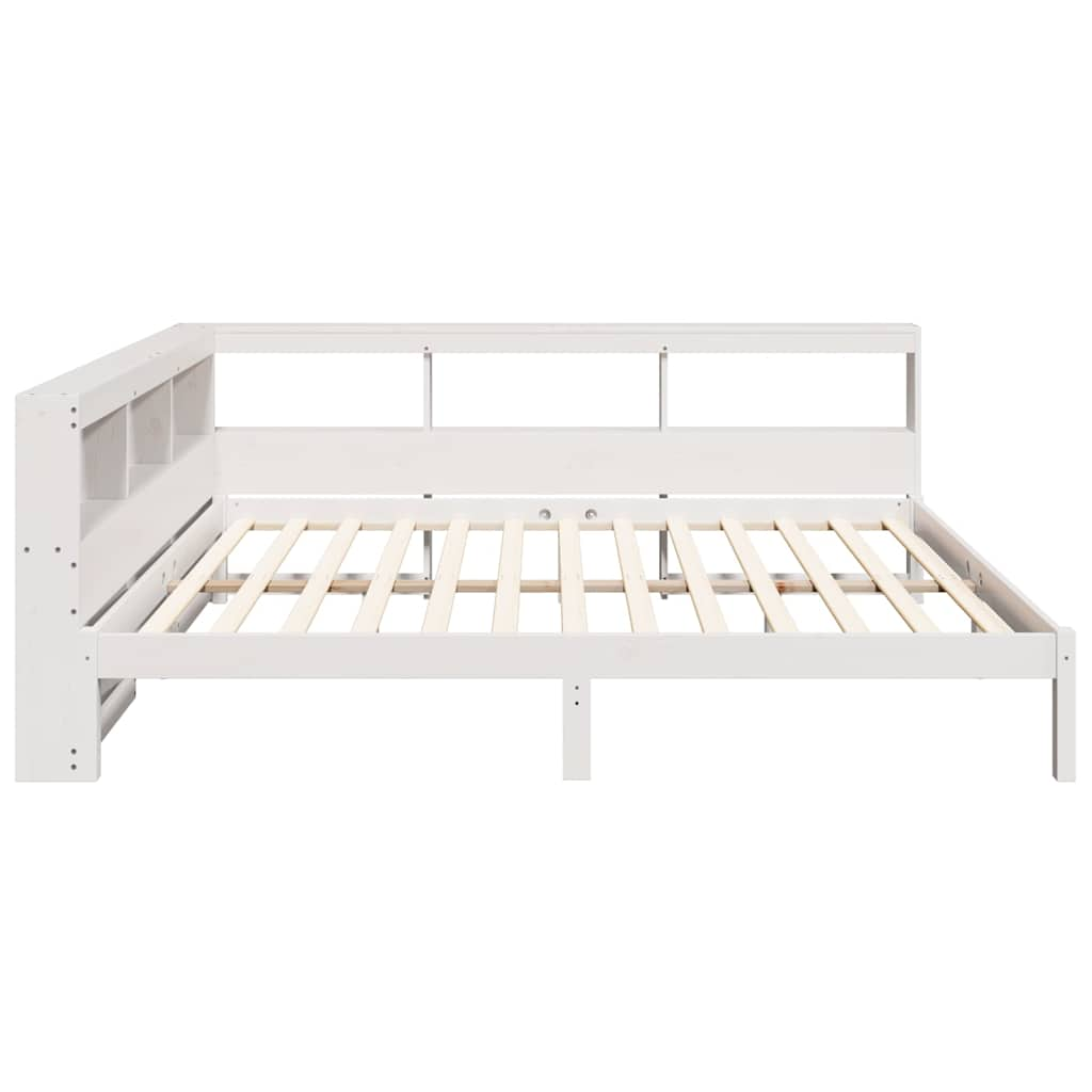 Cama com estante sem colchão 135x190 cm pinho maciço branco