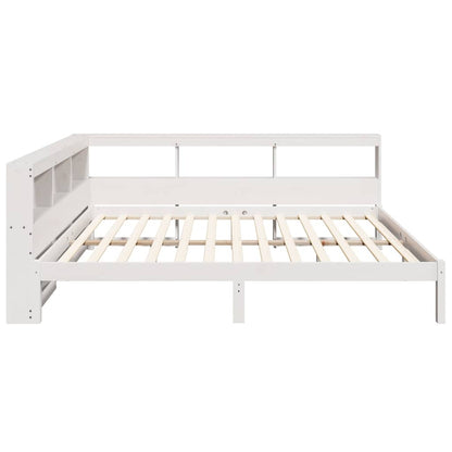 Cama com estante sem colchão 135x190 cm pinho maciço branco