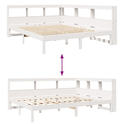 Cama com estante sem colchão 135x190 cm pinho maciço branco