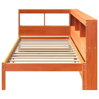 Cama com estante sem colchão 90x190cm pinho maciço castanho-mel