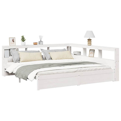 Cama com estante sem colchão 180x200 cm pinho maciço branco