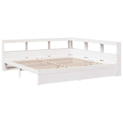 Cama com estante sem colchão 180x200 cm pinho maciço branco