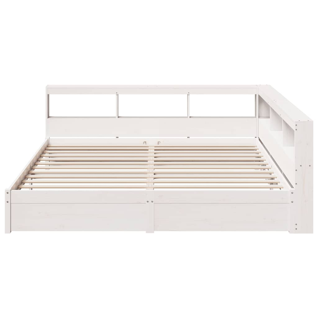 Cama com estante sem colchão 180x200 cm pinho maciço branco