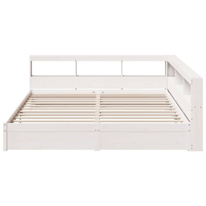 Cama com estante sem colchão 180x200 cm pinho maciço branco