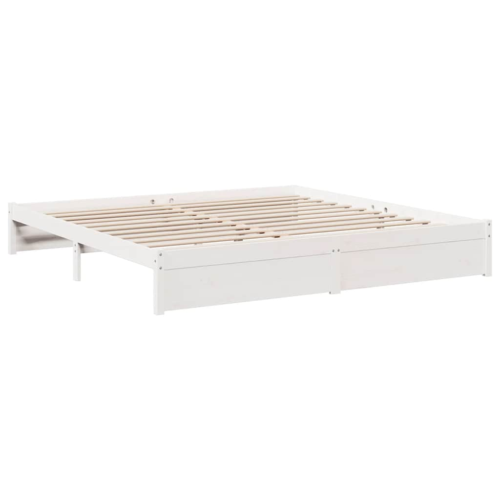 Cama com estante sem colchão 180x200 cm pinho maciço branco