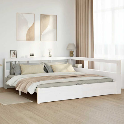 Cama com estante sem colchão 180x200 cm pinho maciço branco