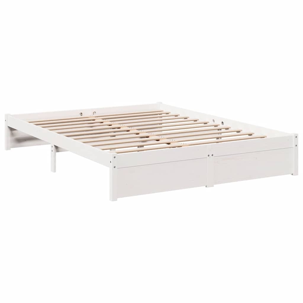 Cama com estante sem colchão 160x200 cm pinho maciço branco