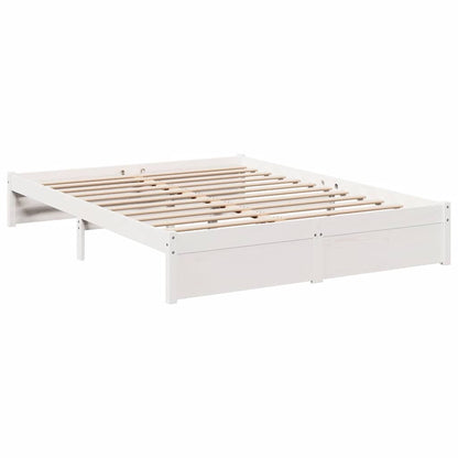 Cama com estante sem colchão 160x200 cm pinho maciço branco