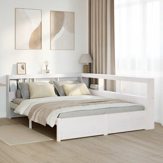 Cama com estante sem colchão 160x200 cm pinho maciço branco