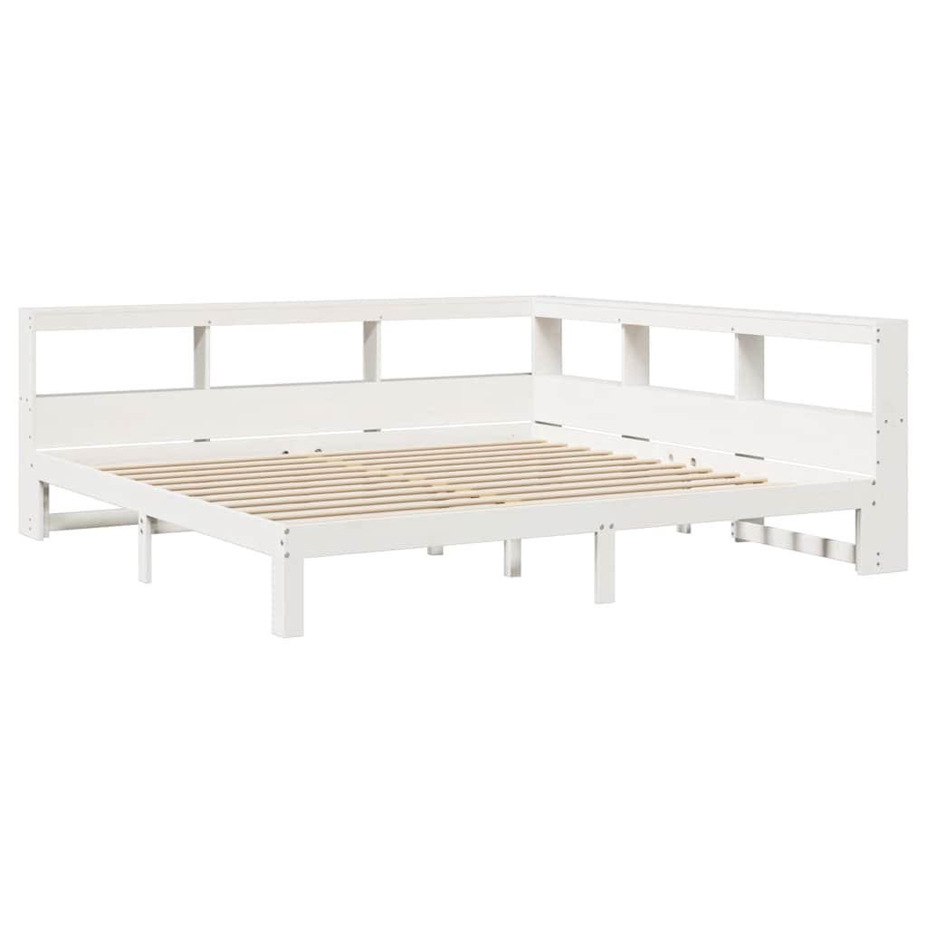 Cama com estante sem colchão 200x200 cm pinho maciço branco