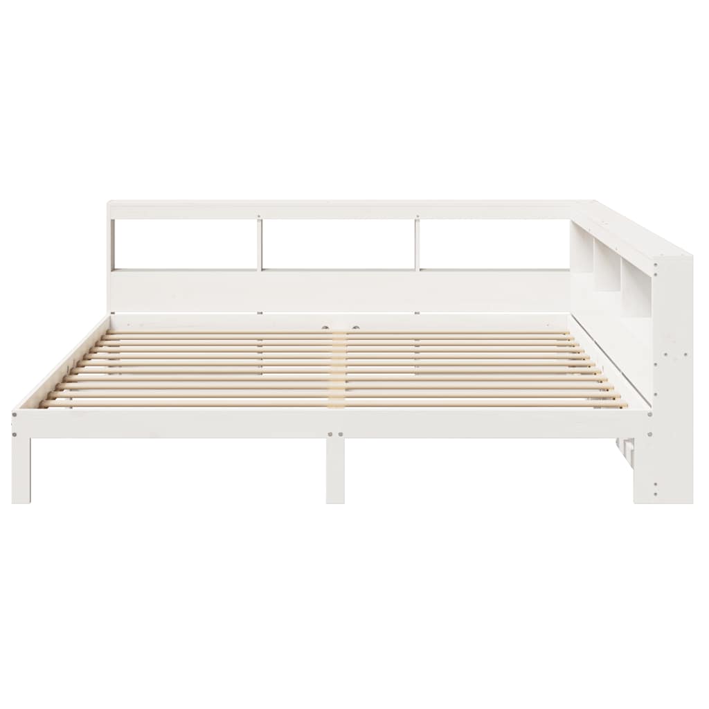 Cama com estante sem colchão 200x200 cm pinho maciço branco