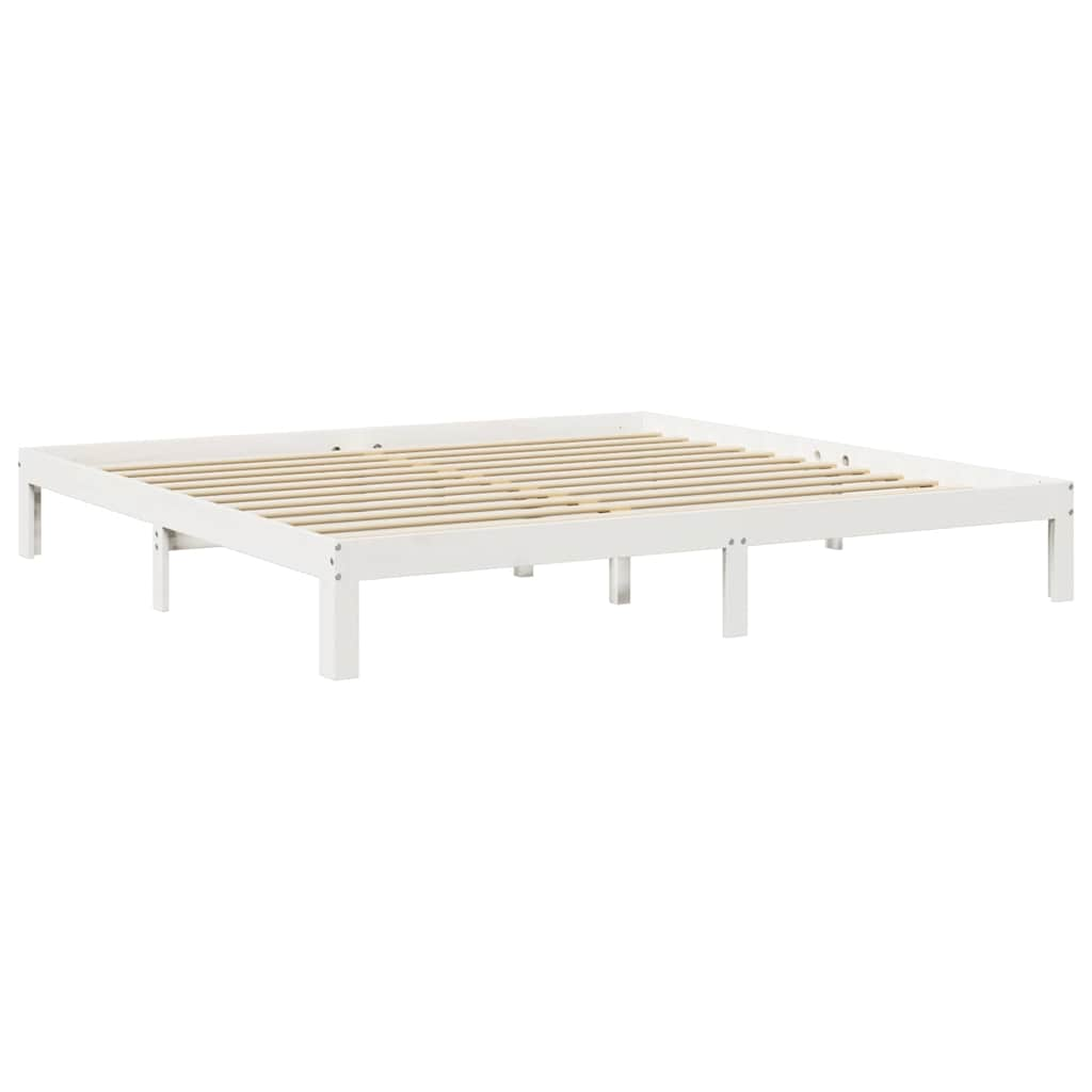 Cama com estante sem colchão 200x200 cm pinho maciço branco