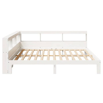 Cama com estante sem colchão 200x200 cm pinho maciço branco